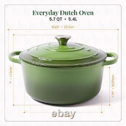 Enameled Cast Iron Dutch Oven with Lid Oversized Handles, Dome Lid, Dutch Oven