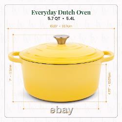 Enameled Cast Iron Dutch Oven with Lid Oversized Handles, Dome Lid, Dutch Oven