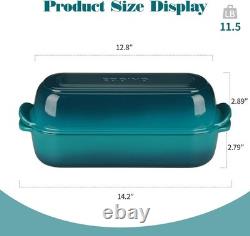 Enameled Cast Iron Loaf Pan with Lid, Dutch Oven Bread pan for Homemade Sourd