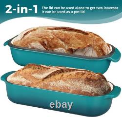 Enameled Cast Iron Loaf Pan with Lid, Dutch Oven Bread pan for Homemade Sourd
