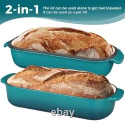 Enameled Cast Iron Loaf Pan with Lid, Dutch Oven Bread pan for Homemade Sourd