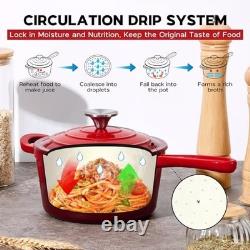 Enameled Cast Iron Saucepan Set 1QT & 2QT with Lid, Nonstick Dutch Oven, Inducti