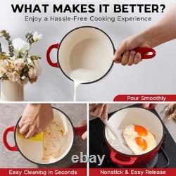 Enameled Cast Iron Saucepan Set 1QT & 2QT with Lid, Nonstick Dutch Oven, Inducti