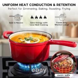 Enameled Cast Iron Saucepan Set 1QT & 2QT with Lid, Nonstick Dutch Oven, Inducti