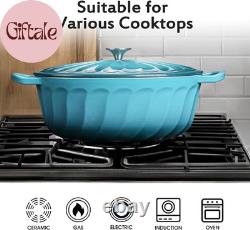 Enameled Oval Dutch Oven Pot with Lid, 7 QT Cast Iron Dutch Oven with Dual Handl