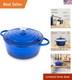 Enamelled Cast Iron Dutch Oven Pot With Lid 6.4 Quart Non Stick Casserole P