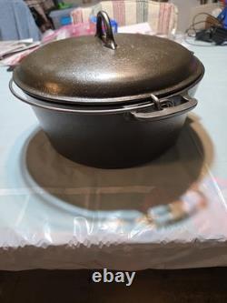 Favorite Piqua Ware #8D Cast Iron Dutch Oven, TRIVET, LID Smiley logo bean pot