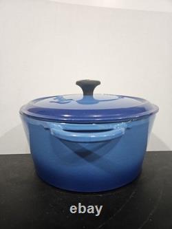 Fontignac Cast Iron Dutch Oven Blue Burst Enamel 5 Quart No. 26 Made in France