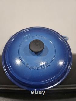 Fontignac Cast Iron Dutch Oven Blue Burst Enamel 5 Quart No. 26 Made in France