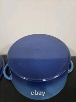 Fontignac Cast Iron Dutch Oven Blue Burst Enamel 5 Quart No. 26 Made in France