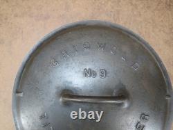 GRISWOLD Embossed #9 Cast Iron Dutch Oven Lid Slant Logo Seasoned