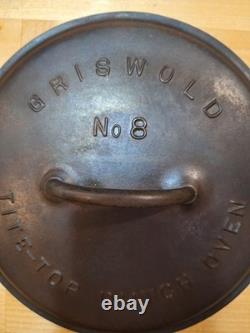 GRISWOLD No. 8 Tite-Top DUTCH OVEN A 2551 LID ONLY Pat. 1920 Erie PA SLANT LOGO