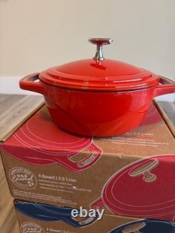 Genuine LODGE USA Enamel Cast Iron Dutch Oven US Made 3 Qt 2ND Quality