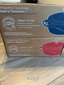 Genuine LODGE USA Enamel Cast Iron Dutch Oven US Made 3 Qt 2ND Quality