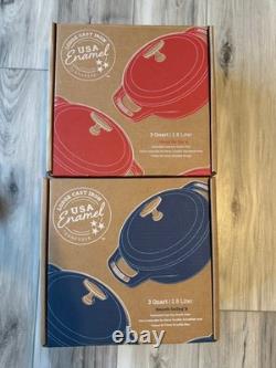 Genuine LODGE USA Enamel Cast Iron Dutch Oven US Made 3 Qt 2ND Quality