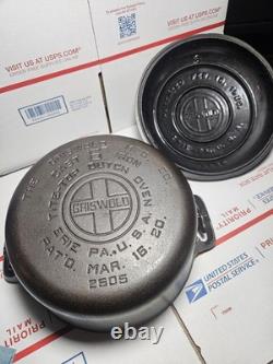 Griswold # 6 Cast Iron Tite-top Dutch Oven & Lid 2605 2606 Antique RARe
