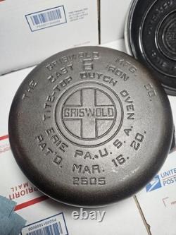 Griswold # 6 Cast Iron Tite-top Dutch Oven & Lid 2605 2606 Antique RARe