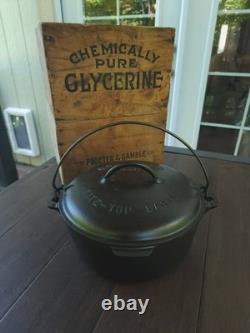 Griswold #8 Cast Iron Dutch Oven With Large Block Logo & Matching Cover Restored