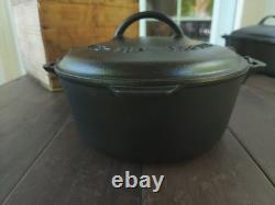 Griswold #8 Cast Iron Dutch Oven With Large Block Logo & Matching Cover Restored