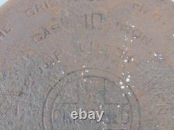 Griswold Large Logo Cast Iron #10 Dutch Oven Erie 835 with 2553 Lid + Trivet, 1920