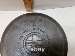Griswold No. 8 Cast Iron Dutch Oven With Self Basting Lid