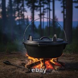 Heavy-Duty Cast Iron Dutch Oven for Camping and Hiking with Recipe E-book
