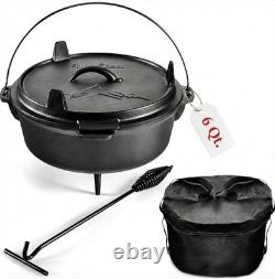 Heavy-Duty Cast Iron Dutch Oven for Camping and Hiking with Recipe E-book