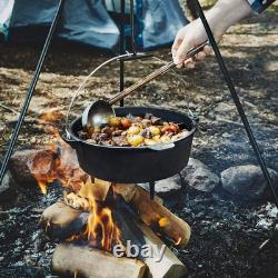 Heavy-Duty Cast Iron Dutch Oven for Camping and Hiking with Recipe E-book