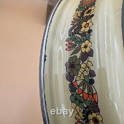 Hendlers Pointerware Enamel Dutch Oven Floral Design MCM Vintage Enamelware Set