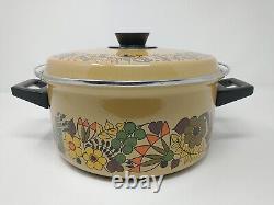 Hendlers Pointerware Enamel Dutch Oven Floral Design Retro Vintage Cottagecore