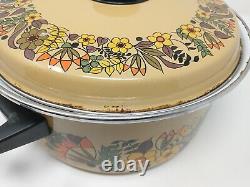 Hendlers Pointerware Enamel Dutch Oven Floral Design Retro Vintage Cottagecore