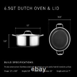 Hybrid Nonstick 6.5-Quart Oval Dutch Oven with Stainless Steel Lid, Stay-Cool