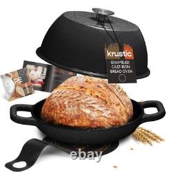 Iron Cast Dutch Oven 6 Quart 10 Inch Black Bread Baking Enameled Sourdough Thick