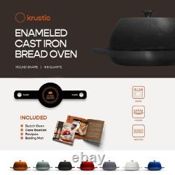 Iron Cast Dutch Oven 6 Quart 10 Inch Black Bread Baking Enameled Sourdough Thick
