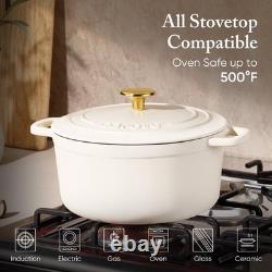 Iron Cast Dutch Oven Pot 7QT Lid Sourdough Bread Baking CAROTE Enameled Ovens