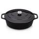 Iron Cast Oval Dutch Oven 9.3 Qt Black Bread Baking Pot Lid Enameled Vancasso