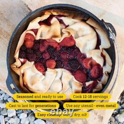 Iron Dutch Oven 6 Quart Camp Cooking Dual Handles Lodge Seasoned Cast Cookware