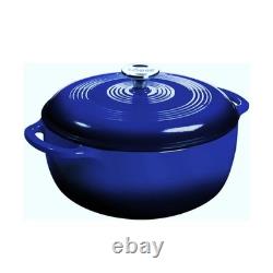 Iron Dutch Oven 7.5 Quart Enamel Indigo Lodge Essential Cast