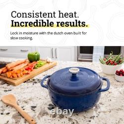 Iron Dutch Oven 7.5 Quart Enamel Indigo Lodge Essential Cast