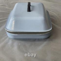 KF Kitchen Fair roaster Pot Pan cookware withLid Blue Dutch Oven Vintage Rectangle