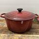 Le Creuset #28 Cast Iron Dutch Oven Cherry Red Made In France