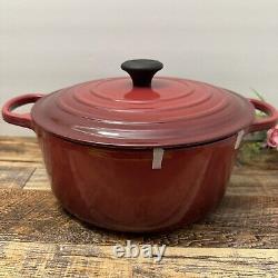 LE CREUSET #28 Cast Iron Dutch Oven CHERRY RED Made in France