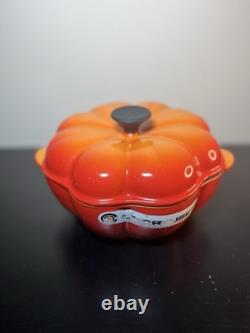 LE CREUSET 2 Qt Enameled Cast Iron Pumpkin Cocotte Dutch Oven Flame EUC France