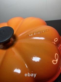 LE CREUSET 2 Qt Enameled Cast Iron Pumpkin Cocotte Dutch Oven Flame EUC France
