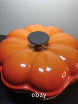 LE CREUSET 2 Qt Enameled Cast Iron Pumpkin Cocotte Dutch Oven Flame EUC France