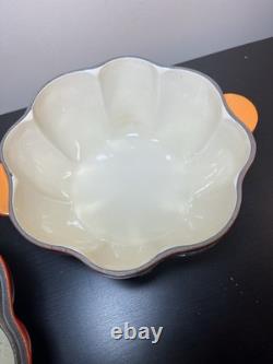 LE CREUSET 2 Qt Enameled Cast Iron Pumpkin Cocotte Dutch Oven Flame EUC France