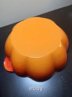 LE CREUSET 2 Qt Enameled Cast Iron Pumpkin Cocotte Dutch Oven Flame EUC France