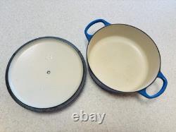 LE CREUSET CAST IRON ENAMEL BLUE #24 DUTCH OVEN STOCK POT 4.5 QT With LID FRANCE