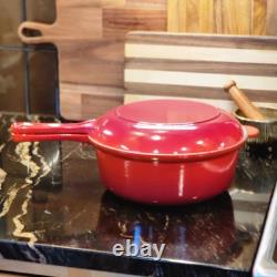 LE CREUSET Cast Iron 3.75Qt Dutch Oven Saucepan WithSkillet Lid Cerise