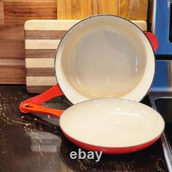 LE CREUSET Cast Iron 3.75Qt Dutch Oven Saucepan WithSkillet Lid Cerise